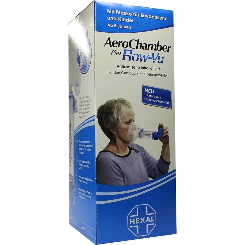 AEROCHAMBER m.Maske f.Erw.u.Kdr.ab 5 Jahre blau
