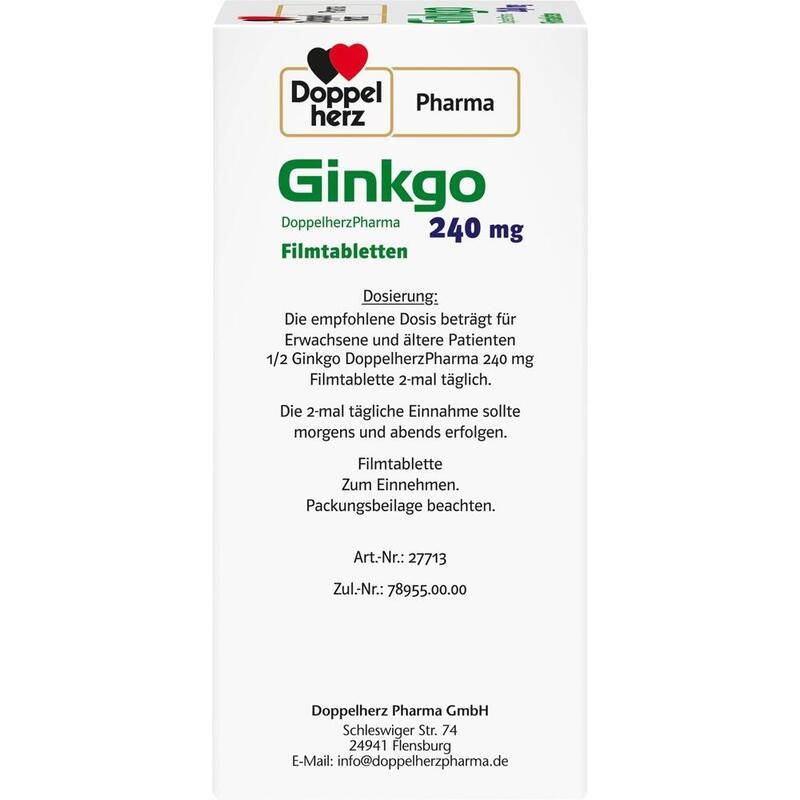 GINKGO DOPPELHERZPHARMA 240 mg Filmtabletten
