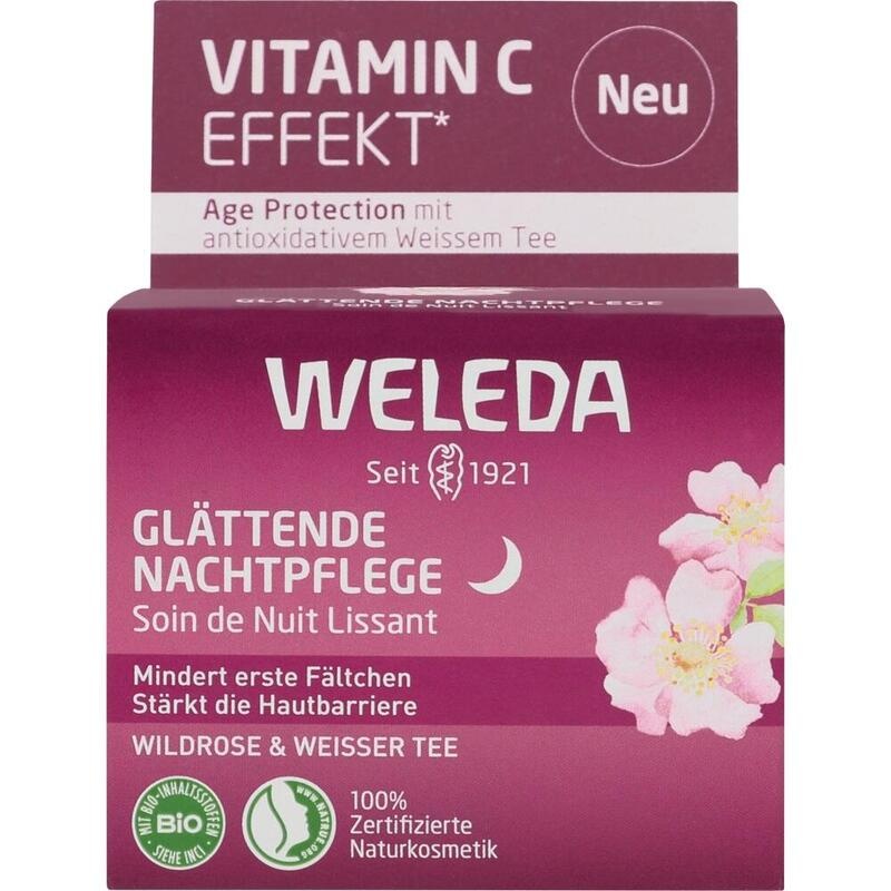 WELEDA glättende Nachtpflege Wildrose & weißer Tee